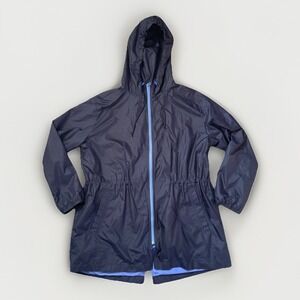 Gap Rain Jacket‎ Windbreaker Womens Medium Hooded Festival Parka Pockets Blue